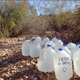 Bottles of water left for migrants crossing the Sonoran desert